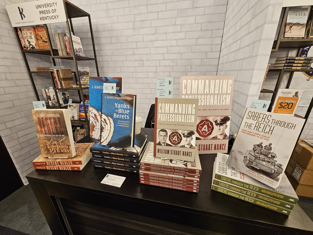 nboneal's tweet photo. Come by the @KentuckyPress booth in the @AUSAorg member pavilion to find your next miltary history read. You may even spot an author! #AUSA2023 https://t.co/uXL9rIx5gg