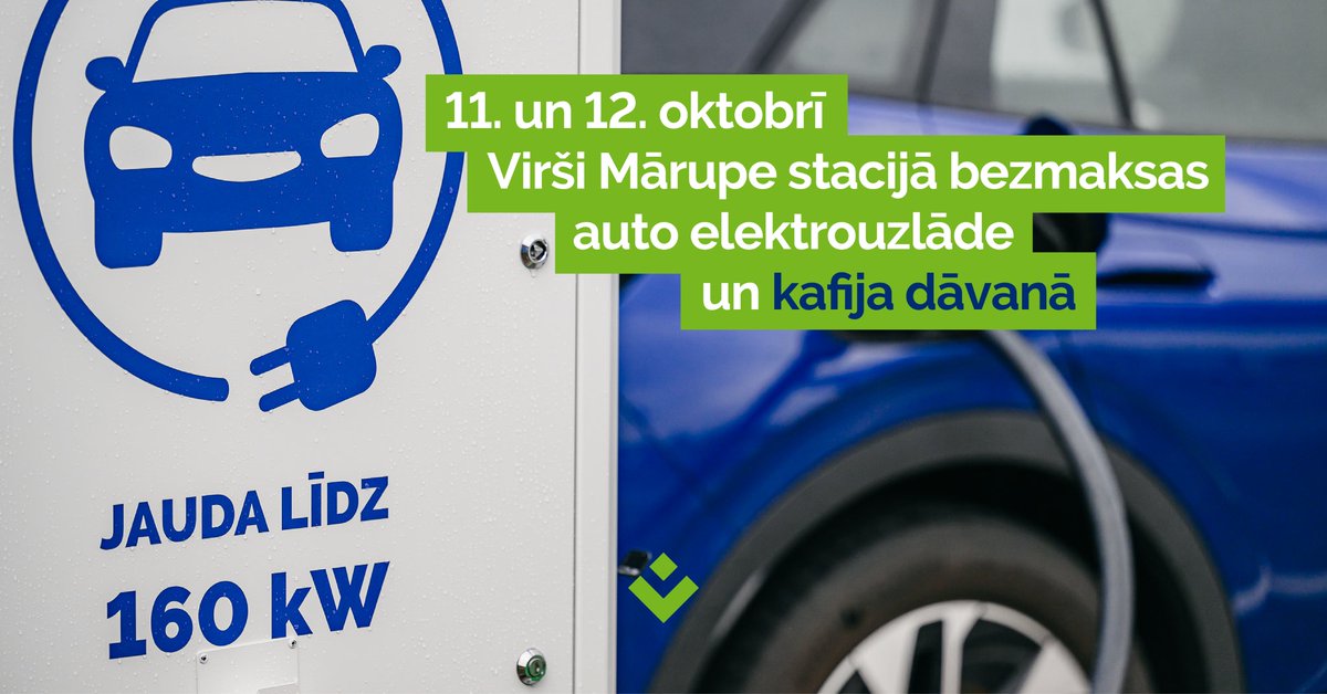 Darītāj, nepaliec pusceļā!🚗🔌11. un 12. oktobrī dodies uz spēka staciju Mārupe, jo tur šajās dienās būs bezmaksas uzlāde! 🤩 Kā arī - neaizmirsti mājās elektroauto transportlīdzekļa reģistrācijas apliecību, jo, uzrādot to pie kases, mēs Tev uzsauksim vienu gardo Viršu kafiju! ☕