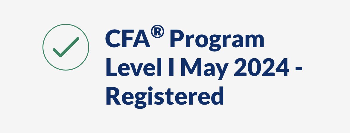 Tinerz4's tweet photo. CFA Level1 candidateになりました！！2024/5受験組です！！これから気合い入れて頑張りたい！！ https://t.co/MQWFl65y9b