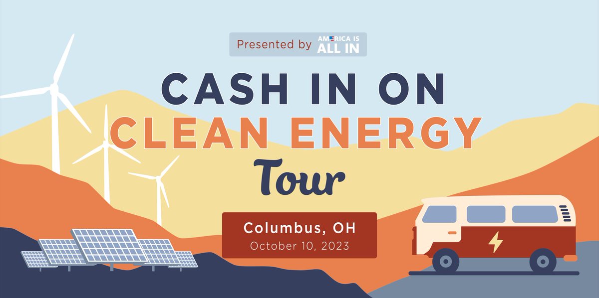 americaisallin's tweet photo. Today, we're kicking off our last stop on the #CleanEnergyCash Tour!🎉
If you are in the #ColumbusOH area, join #AmericaIsAllIn for a day of learning how to maximize on #IRA funding opportunities.
Follow along to get a glimpse into today’s event!
🔗https://t.co/owocj7J69U https://t.co/Bag99yfbBO