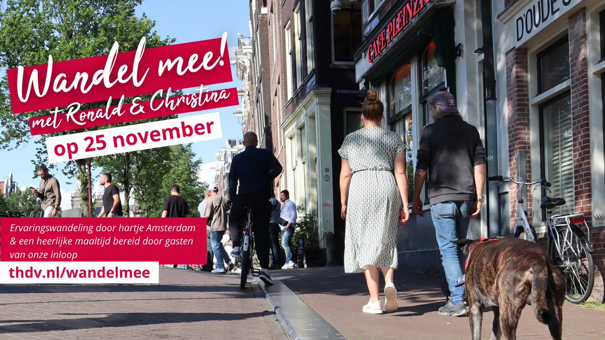 Op zaterdag 25 november kun je deze tour boeken en komen lunchen bij onze inloop voor dak- en thuislozen.Een unieke ervaring om kennis te maken met de belevingswereld van onze gasten en met andere ogen naar Amsterdam te gaan kijken.
thdv.nl/wandelmee