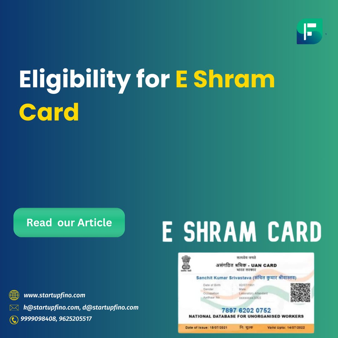 startupfino's tweet image. E Shram card serves as a vital tool for Micro and Small Enterprises, granting them access to a range of substantial advantages.
Know more: lnkd.in/dpjmA5m8

✅𝘾𝙖𝙡𝙡 𝙪𝙨: 9999098408, 9625205517
✅𝙒𝙚𝙗𝙨𝙞𝙩𝙚: startupfino.com

#eshramcard #startupfino