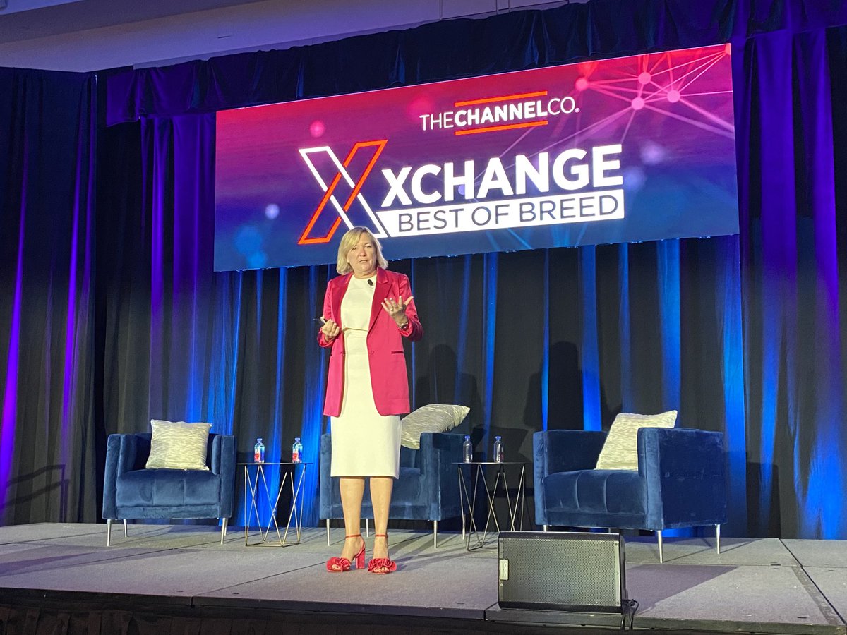 StevenJBurke's tweet photo. .⁦@InsightEnt⁩ CEO Joyce Mullen tells #BoB23 attendees she is most excited  about generative AI’s ability to “dramatically increase teammate and client engagement.” #BoB23 https://t.co/gSGdYinf9k