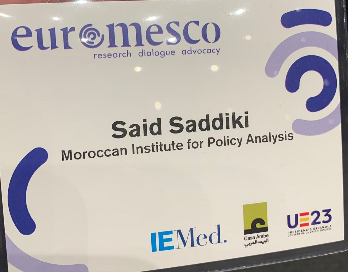 Dr. Said Saddiki, professor of international relations and international law at Sidi Mohamed Ben Abdellah University, and a senior researcher at MIPA, representing us in Madrid at Euromesco 2023
#euromesco2023