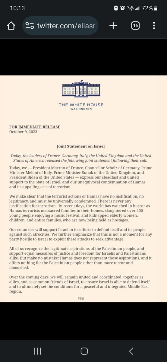 stefgolds's tweet photo. @JustinTrudeau why is Canada not represented on joint this statement?? Prayers and thoughts are not enough at this time when women are being kidnapped and raped and babies are being beheaded. https://t.co/VNGbCK6xb0