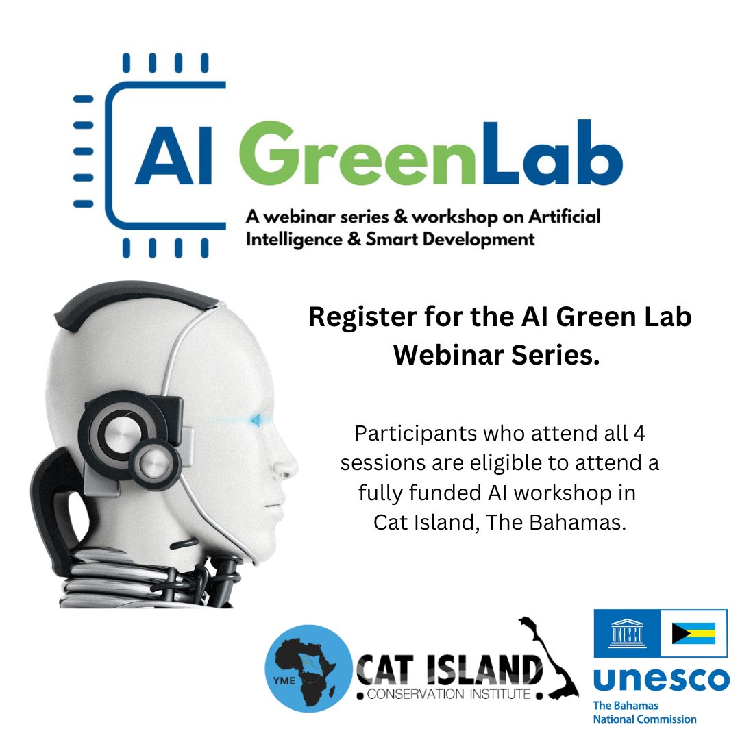 AI-Green Lab a webinar Series &amp; workshop on AI &amp; Smart Development

🗓️First Session Starts: 10 Oct, '23
🕔 Tuesday 6:00-7:30 pm Bahamian | Wednesday 2:00-3:30 am Ethiopian (Night Owls are welcome). 
🔰 Theme: Exploring AI for the green, blue and good!

💻tinyurl.com/4vtp56cj