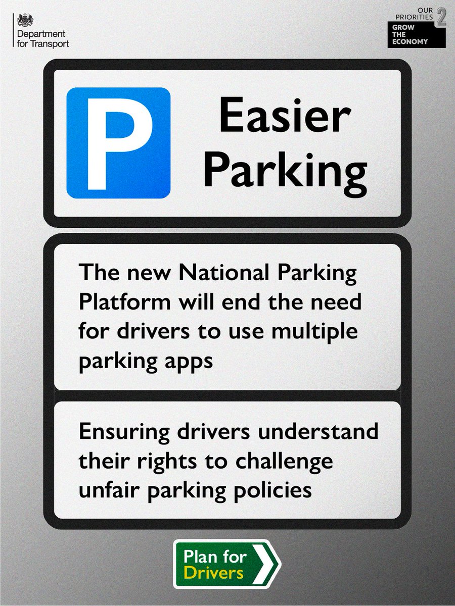 transportgovuk's tweet image. We’re making parking simpler with our National Parking Platform.

The new platform will end the need to use multiple parking apps.

Read more about our Plan for Drivers 🔗 
gov.uk/government/new…

#PlanForDrivers