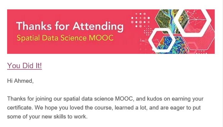 ahmedibrahimid's tweet photo. I would like to express my deepest gratitude to ESRI for providing me with this remarkable training opportunity. The lessons I learned and the experiences I gained will forever remain a cherished part of my journey.
#spatial_Data_Science @EsriTraining #MOOC @Esri https://t.co/e9tK2o052I