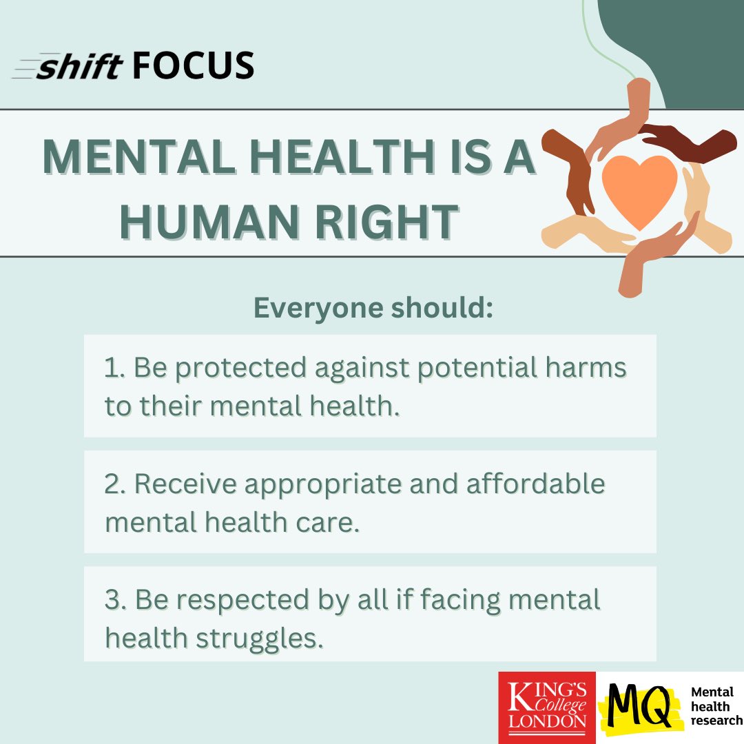 ShiftFocusKCL's tweet photo. The first world mental health day was held by @wfmhofficial in 1992, making this the 31st World Mental Health day! 

This year’s theme is: Mental Health is a Universal Human Right 

#worldmentalhealthday #mentalhealth #WMHD23 https://t.co/JCR4MQIe9i