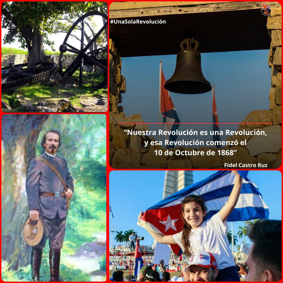 10 de Octubre de 1868, inicio de las luchas por la independencia, por nuestra Revolución, ese día cubanas y cubanos decidimos andar por el camino que abraza la unidad, la dignidad y la justicia social 
💯🇨🇺🇨🇺🇨🇺
#UnaSolaRevolucion
#CubaVive
<a href="/PartidoPCC/">Partido Comunista de Cuba</a>
<a href="/DrRobertoMOjeda/">Dr. Roberto Morales Ojeda</a>
<a href="/minalcuba/">Ministerio de la Industria Alimentaria de Cuba</a>