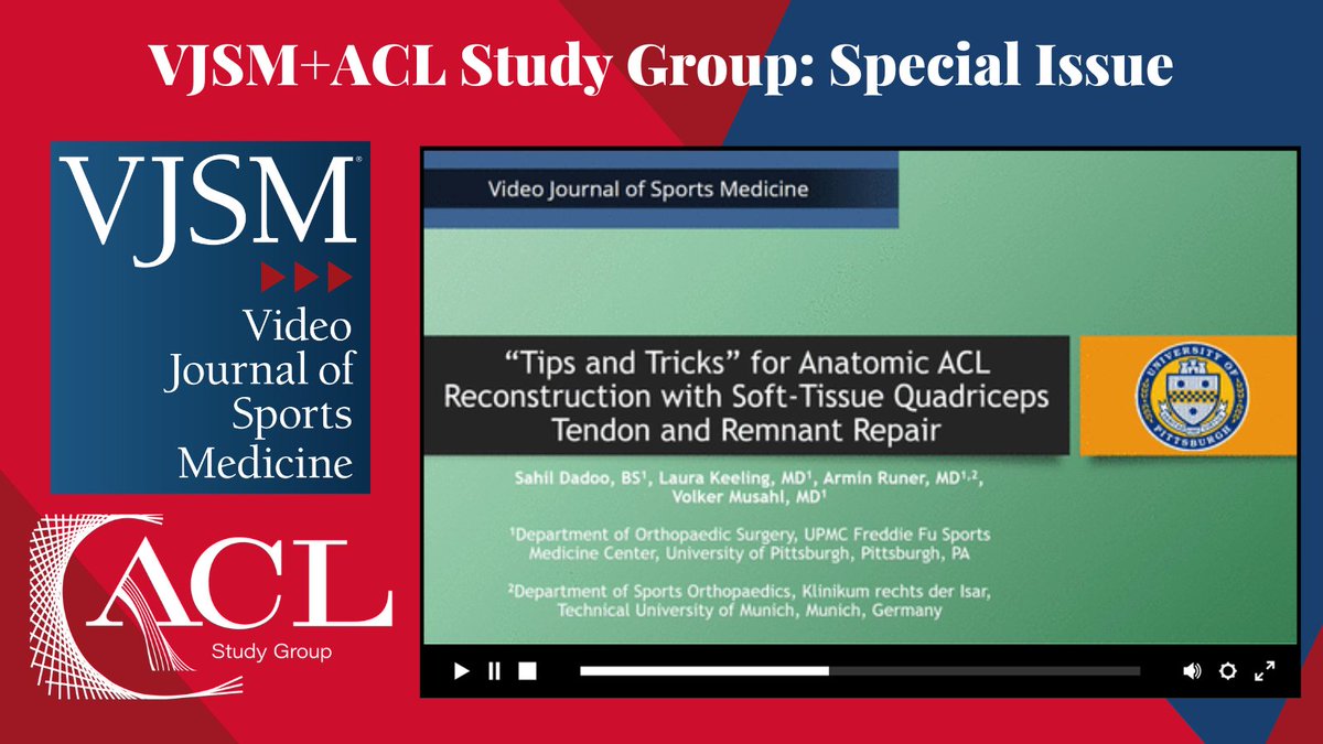 videojsportsmed's tweet photo. New #ACLStudyGroupVJSM video from @UPMCSportsMed and @VolkerMusahl shows how anatomic #ACLR with soft-tissue quadriceps tendon is a valuable approach in young athletes due to versatility of the graft & promising clinical outcomes! @ACLStudyGroup
Link: https://t.co/Zw9Iy0TkhM https://t.co/BzRaShPOM3