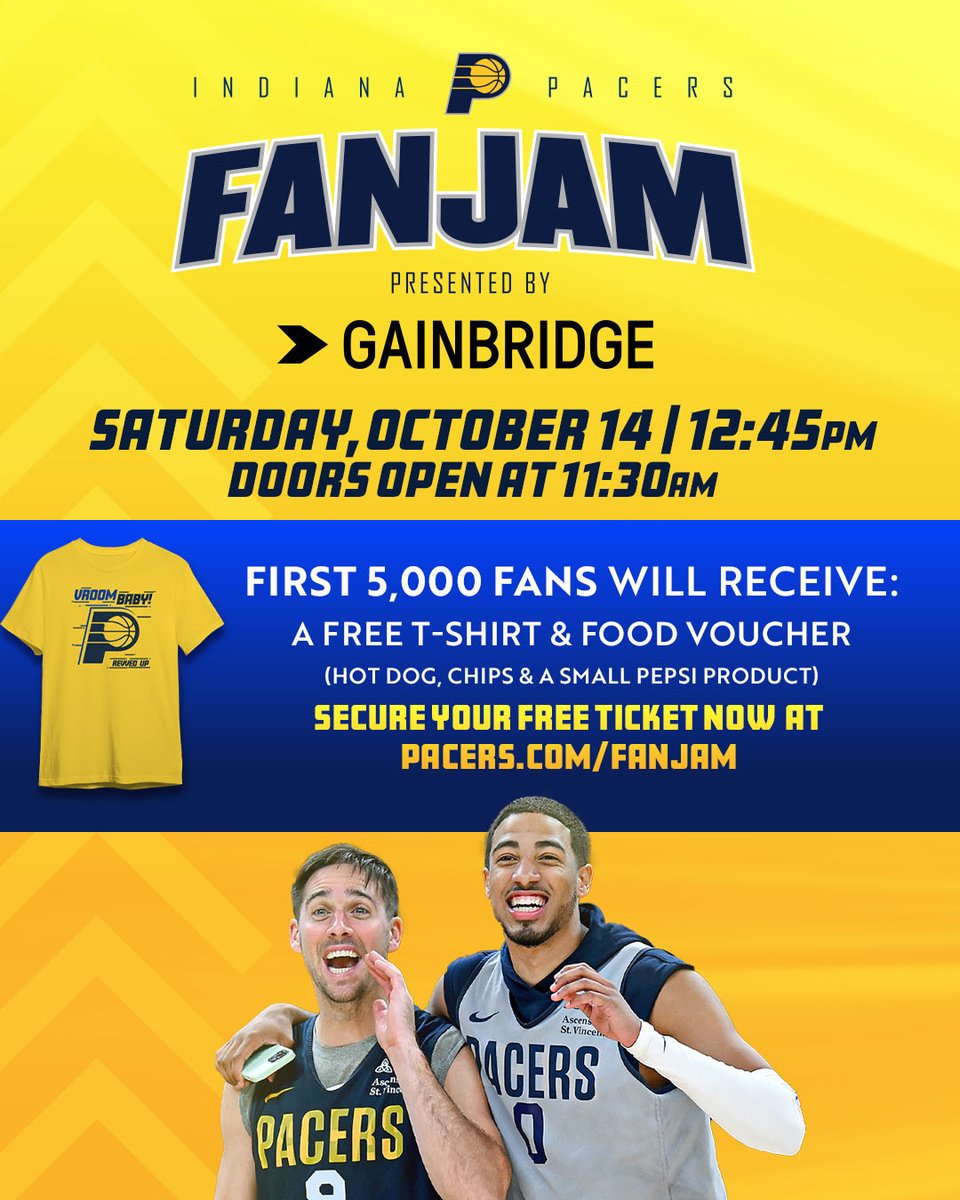 complimentary tickets are now available for FanJam presented by @GainbridgeLife at Pacers.com/FanJam. can't wait to see everyone on Saturday 🙌