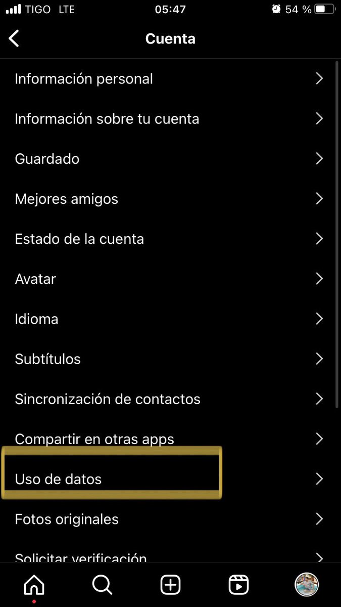 AlphaTechLab's tweet photo. 📷 Instagram 

En el Perfil Presionar el menú de tres lineas ~> Configuración ~>Cuenta ~ Uso de Datos https://t.co/evEBqONFdw
