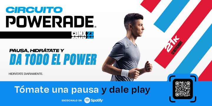 Los 21k del Circuito Powerade CDMX 2023 están muy cerca ¡Inscríbete ya!, aún estás a tiempo, inscríbete por sólo $450.°°en Tiendas Martí o en el link buff.ly/3PHAAb1:;. Da todo el power para cruzar la meta este 12 de noviembre.