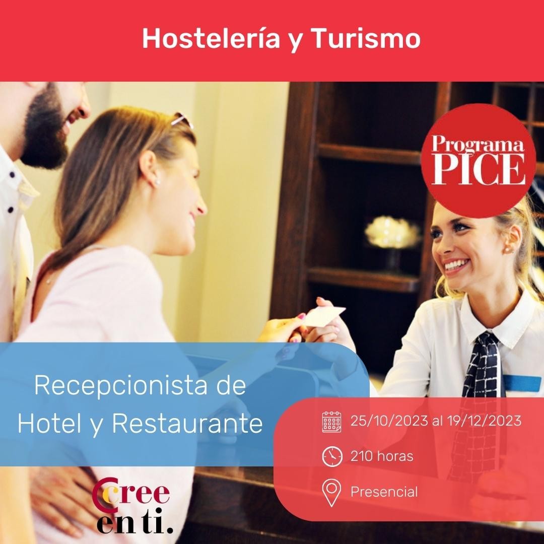 CamaradeMadrid's tweet image. ⚪ Recepcionista de Hotel y Restaurante

Curso dentro del programa #PICE, gratuito y exclusivo para jóvenes desempleados ente 16 y 29 años inscritos en Garantía Juvenil ¡Accede a toda la información del curso! acortar.link/r4KG0M 

#CámaraMadrid @ProgramaPICE
