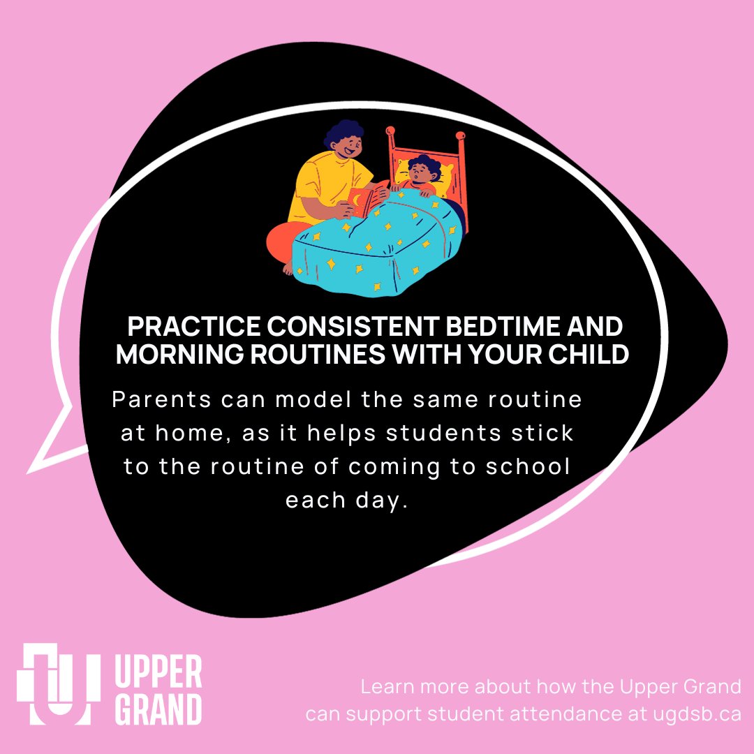 Upper Grand DSB (@ugdsb) on Twitter photo This week we focus on home environment and routines to support student attendance. You can learn more tips and strategies here: ow.ly/PU1R50PU8oz. This week we focus on home environment and routines to support student attendance. You can learn more tips and strategies here: ow.ly/PU1R50PU8oz.