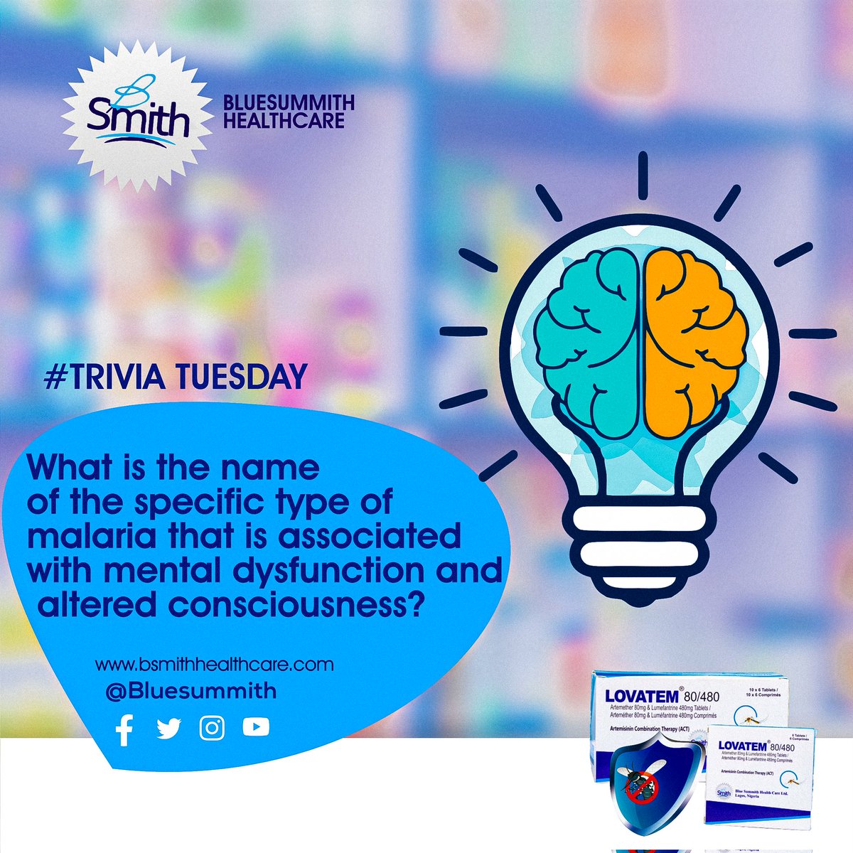 It's Trivia Time🕺🏻! 

Ready to test your Knowledge? Are you up for the challenge? 
Drop your answer in the 
comment Section 👇 #TuesdayTrivia 
#BrainTeasers #ChallengeYourMind 
#healthiswealth #bsmith #mentalhealthday
#mentalhealth #mentalhealthday2023 #malaria #Lovatem