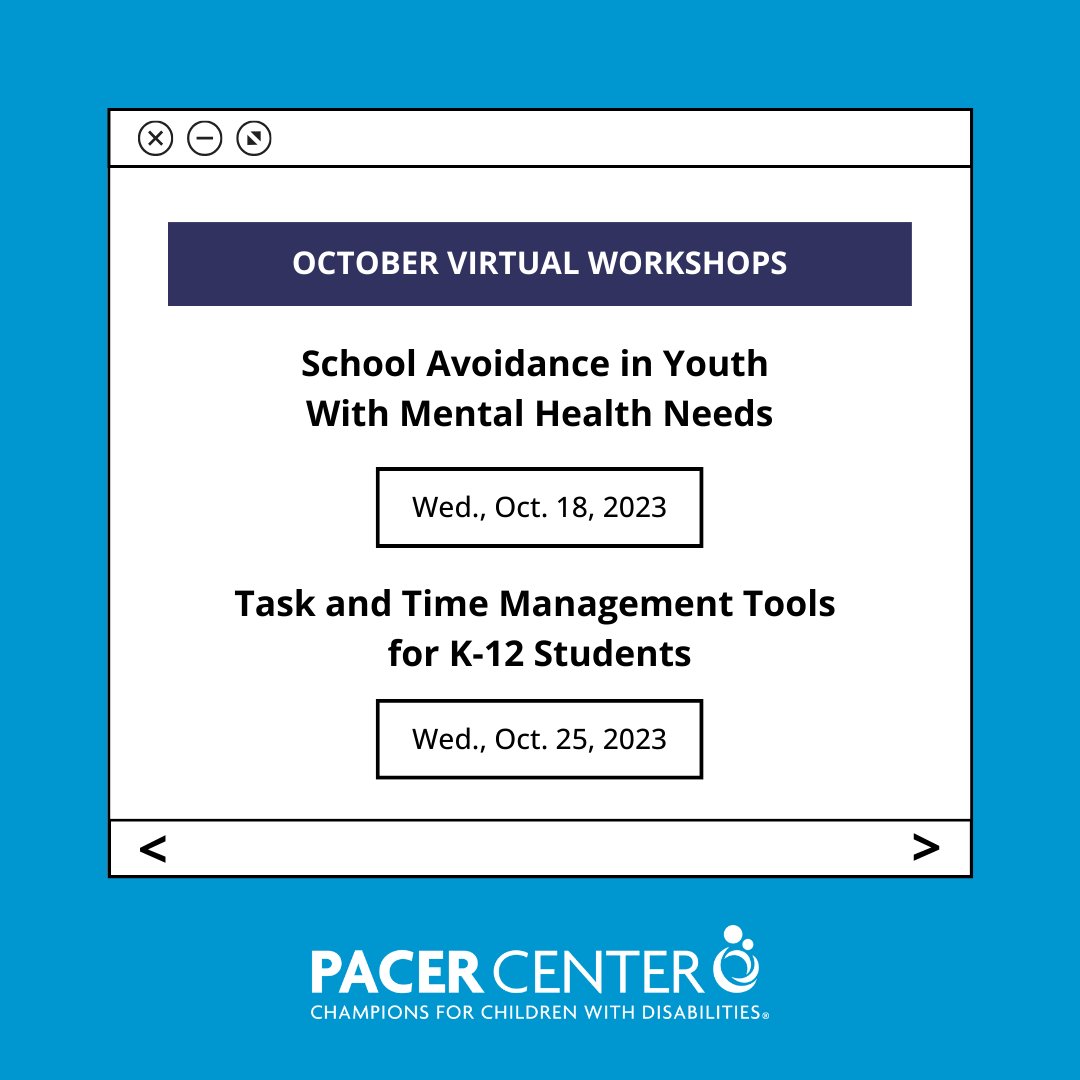 Take a look at some of PACER Center's upcoming virtual workshops this month. For more information, registration, and a full list of upcoming workshops, visit PACER.org/workshops. #PACERCenter #DisabilityAdvocacy