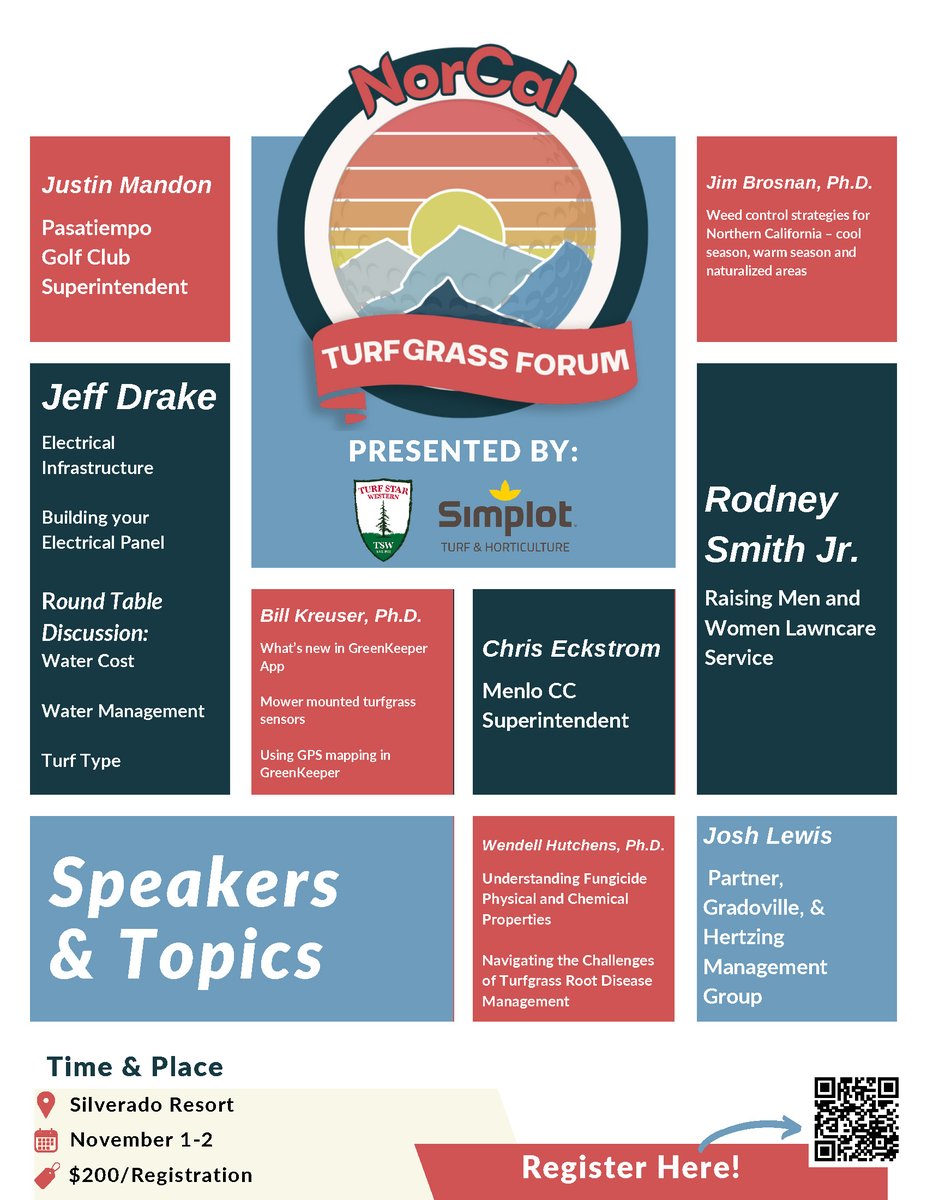 Attention Northern California Superintendents! We're excited to announce the NorCal Turfgrass Forum! This is a fantastic opportunity to meet other superintendents, gain DPR credits, & hear from amazing industry speakers. #NorcalTF Agenda & registration👇 ow.ly/BlfJ50PURoU