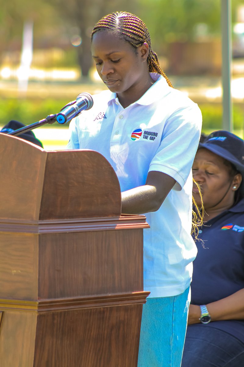 DebmarineN's tweet photo. Namibian sporting personalities sharing their inspirational journey at the Debmarine Namibia Bridging The Gap opening. Ronald Ketjijere, Christine Mboma, Lazarus Kaimbi, Cornelia Mupenda. #bridgingthegap, #namibiaschoolsportunion #namibiafootballassociation #NETBALLNAMIBIA https://t.co/Anu7XcUXdj