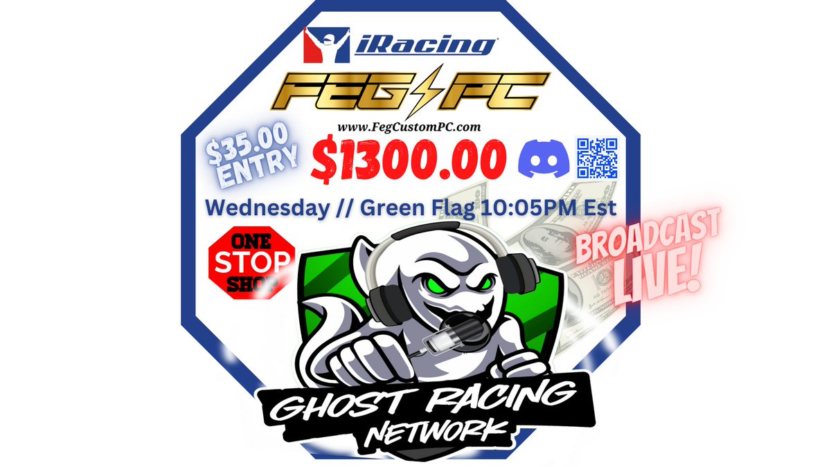 Feg_PC's tweet photo. ***Double-Header Wednesday Night Money Racing!!!***
---------

**Race 1 // Session Opens 8:30PM Est // Green Flag @ 9:00PM Est**
https://t.co/z1hhjvTAmF

**Race 2 // Session Opens 9:30PM Est // Green Flag @ 10:05PM Est**
https://t.co/R8yBs2GkGq https://t.co/v35g3oGTfS