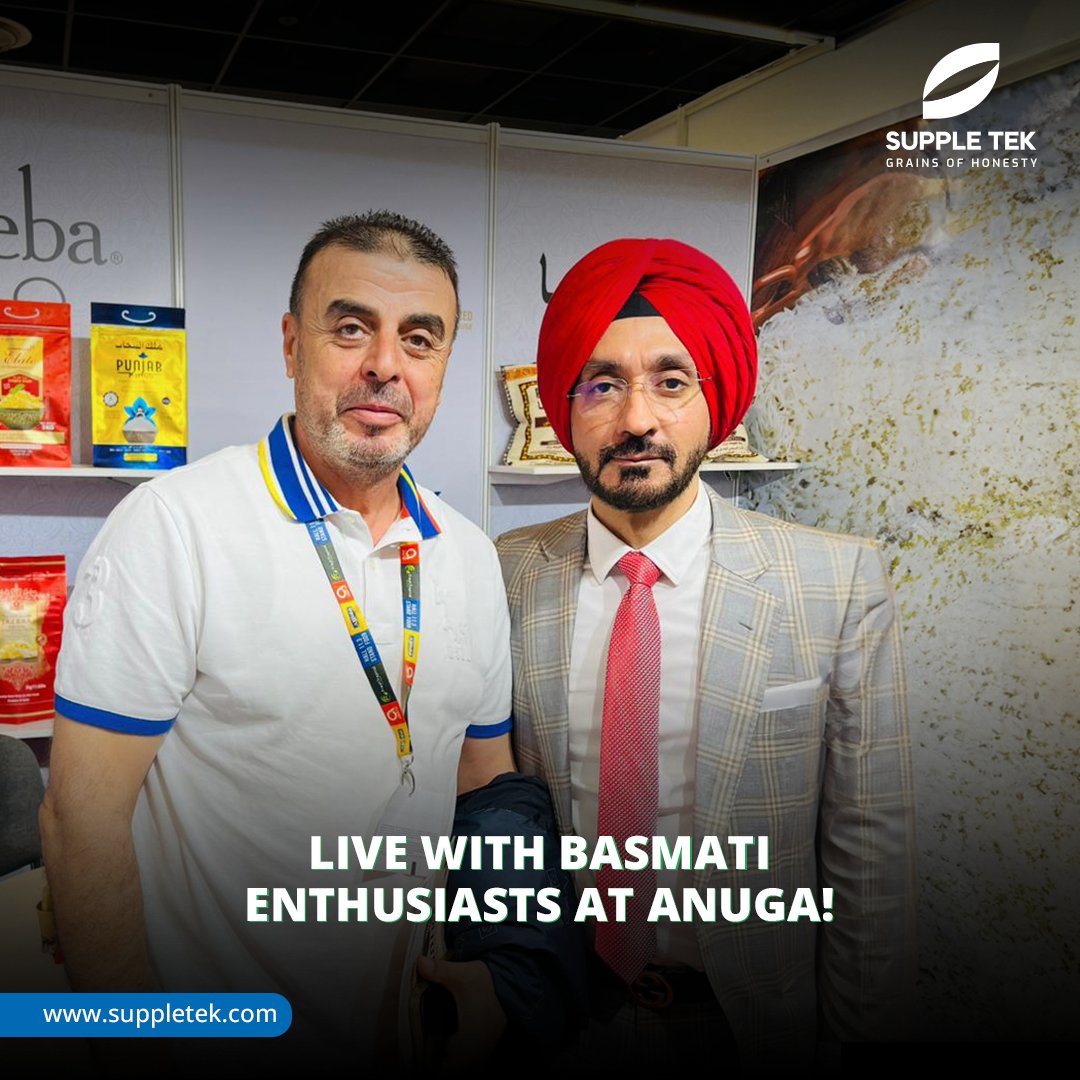 SuppleTek's tweet photo. Come, savour the flavours of Indian Basmati at @anugacologne hall 3.1, stall D014a, Koelnmesse, Cologne, Germany.

#SuppleTek #GrainsofHonesty #Anuga #Germany #Basmati #Ricemill #Exporter #India https://t.co/Rg53pBnzWa
