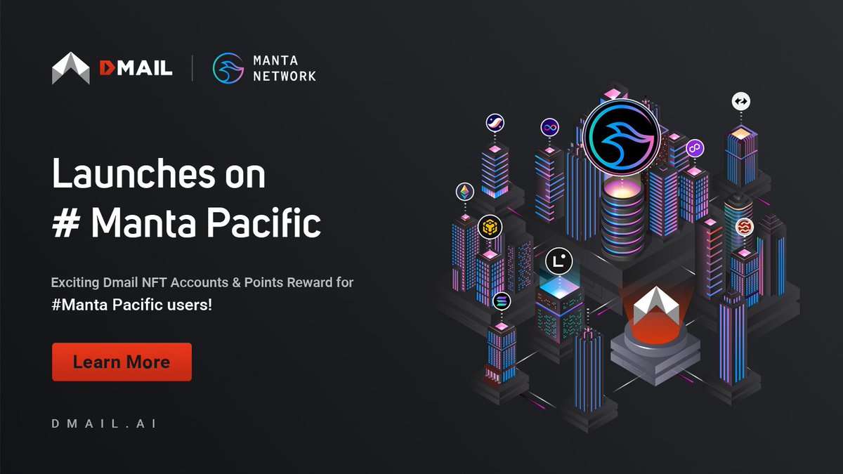 🎁Dmail Network Supports Manta Pacific Now!

💫<a href="/MantaNetwork/">Manta Network (🔱,🔱)</a> users can now claim a FREE mint of a unique #Dmail NFT Account with 8-11 digits!

🔐Experience #Dmail encrypted messaging on #MantaPacific, #MailtoEarn an extra 100 Dmail Points daily!
 
📑Guide:
dmailnetwork.gitbook.io/user_guide/man…