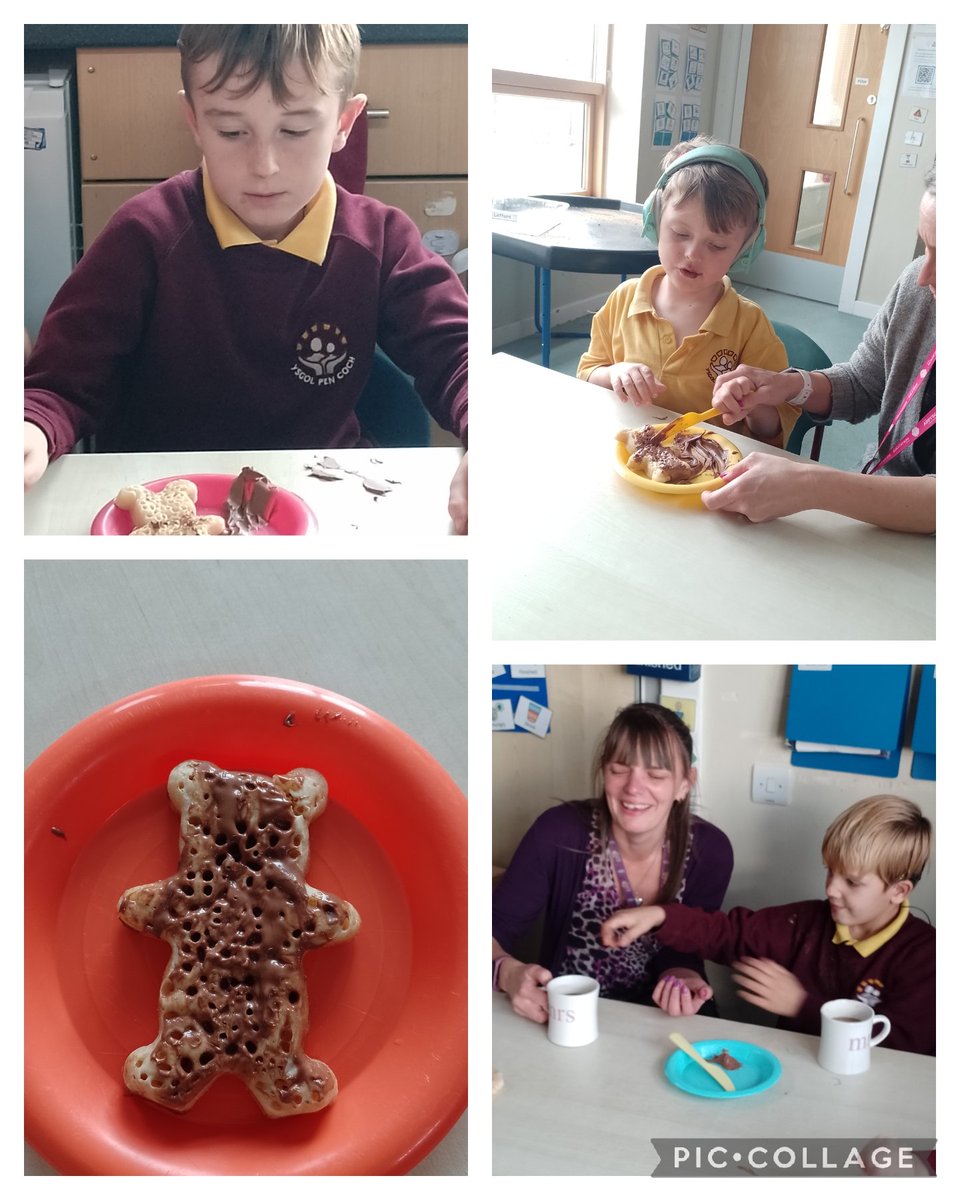 YsgolPenCoch's tweet photo. #ottersclass have had lots of fun making chocolate spread crumpets in our cookery session today. #ysgolpencoch #cookery https://t.co/GhzL4c8EnX