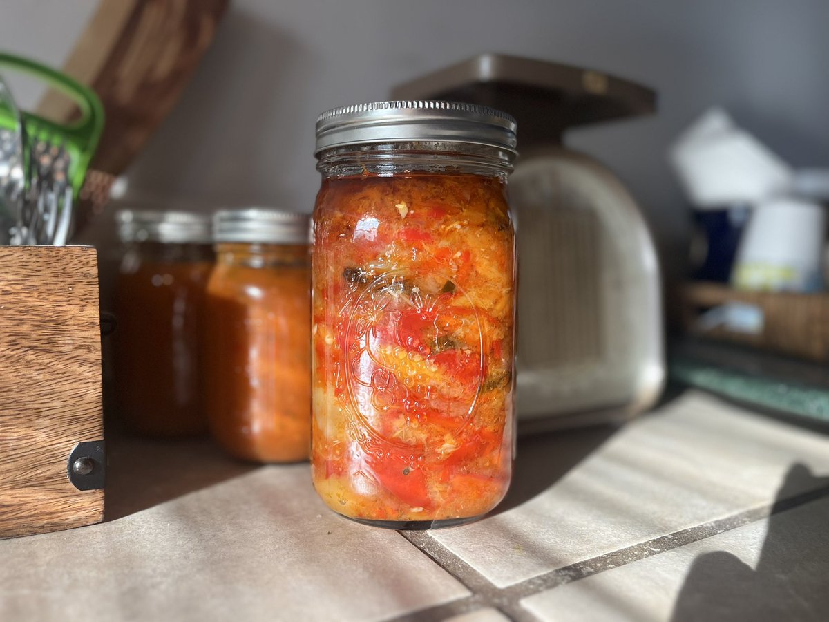 cristinsaid's tweet photo. Happy @mollybaz cookbook release day 😘 forgot it was today but yesterday the universe had me makin a quart of her “jammy pepps” with 3.5 lb of csa bell/sweet peppers (none of those godforsaken green ones, molly) god damn it good 😘 https://t.co/DVV9tAglwO