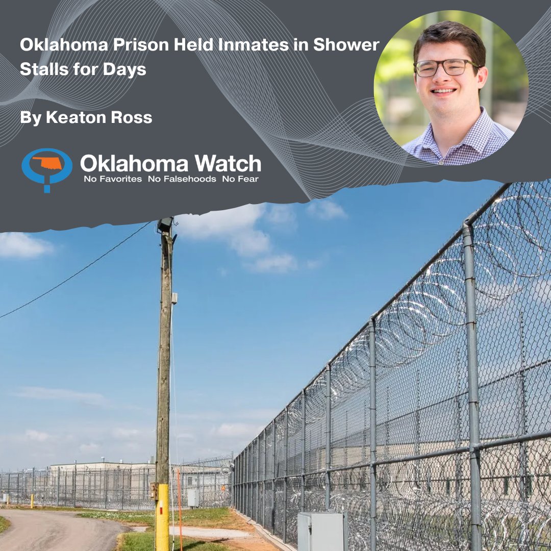 In an interview, one prisoner said he spent more than 24 hours in a shower stall and was never let out to use the restroom. Via @_keatonross

oklahomawatch.org/2023/10/09/okl…