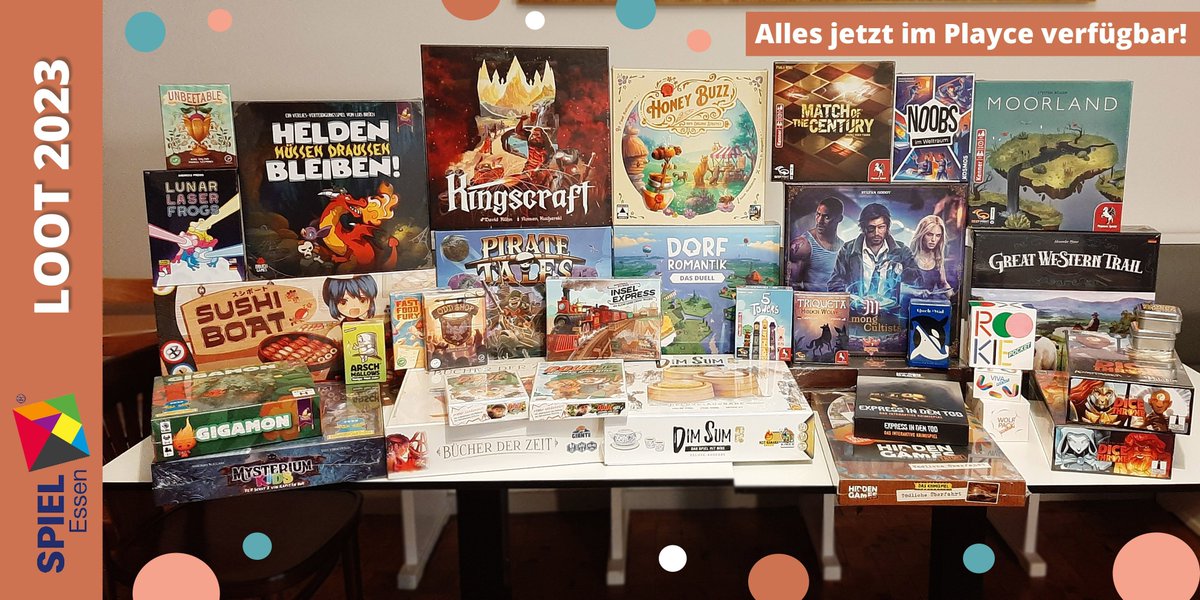 playceFFM's tweet photo. Wir haben #Brettspiele aus Essen mitgebracht! 🥰
Die #SPIEL23 ist vorbei und Dennis war fürs #Playce vor Ort. Natürlich hat er auch einiges für euch zum Ausprobieren im Playce eingepackt. 😍
Wart ihr auch auf dort? Was waren eure Favoriten?
#messeloot #lootpic @spiel_messe https://t.co/TdZlTZfh7i