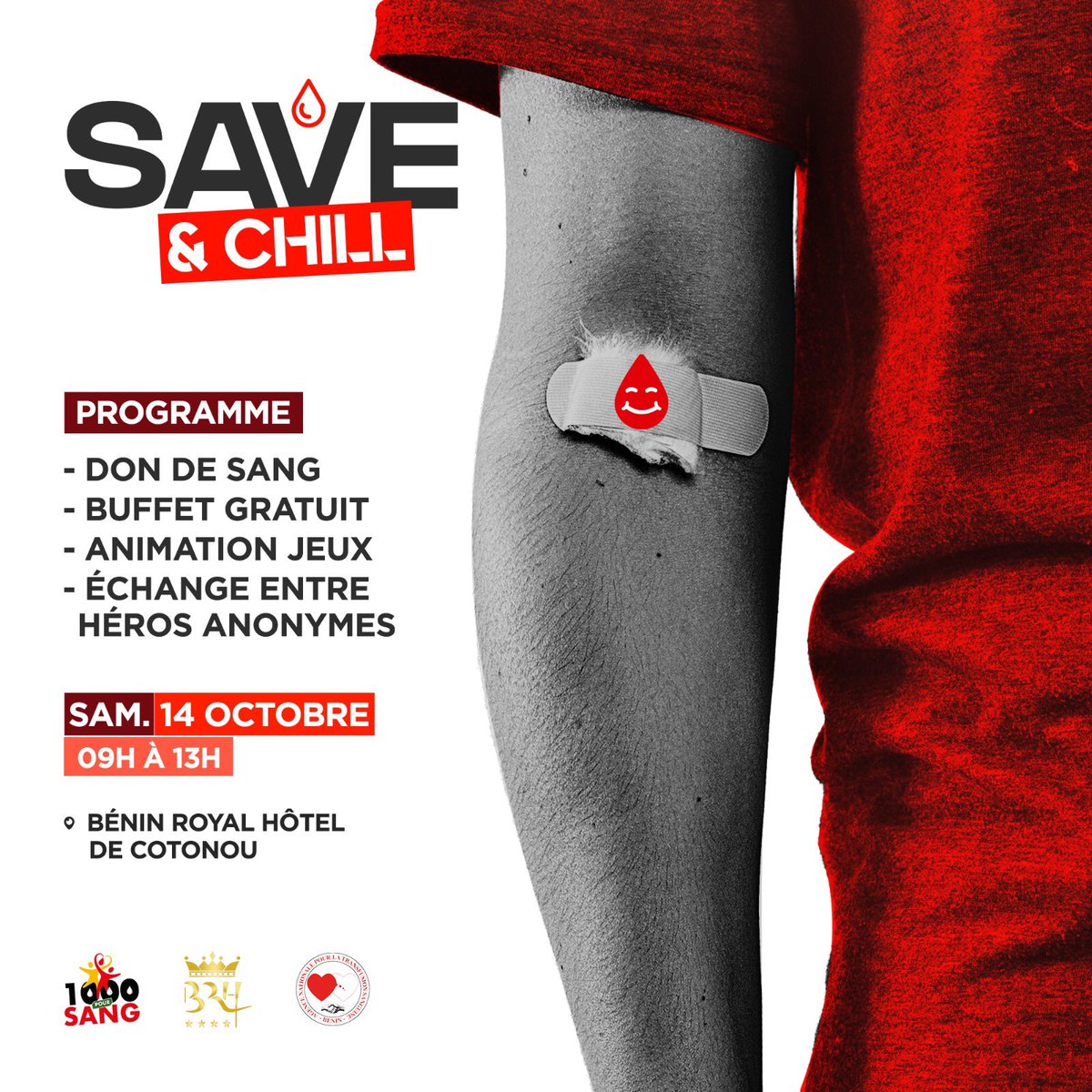 MondukpeO's tweet photo. 📣 Rejoins-nous le samedi 14 octobre au Bénin Royal Hôtel pour une journée spéciale ! 💪🩸 Don de sang, 🍽 Buffet gratuit, 🎲 Jeux et surprises au programme. Ensemble, sauvons des vies dans une ambiance détendue. 🤝❤️ #BeninRoyalHotel #Dondesang #SaveAndChill https://t.co/DoOMewRqjx
