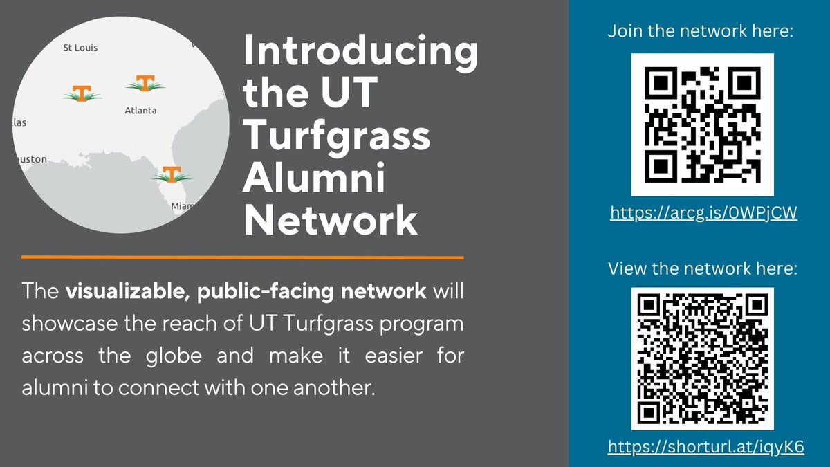 Our @UTturfgrass team is excited to launch our UT Turfgrass Alumni Network! Alumni are encouraged to join the network here: arcg.is/0WPjCW