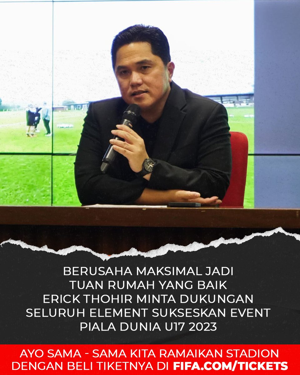 allaboutbolaid's tweet photo. Erick Thohir minta dukungan seluruh element sukseskan Piala Dunia U17 di Indonesia #U17Mendunia #KitaGaruda #BersamaGaruda #GarudaMudaMendunia #GarudaMendunia #PialaDuniaU17 #WorldCupU17

10 Oktober G.O.A.T Gurunya Mangga Madrid Ujan Skintific Harum Nestle https://t.co/XbUz4JMr9Y