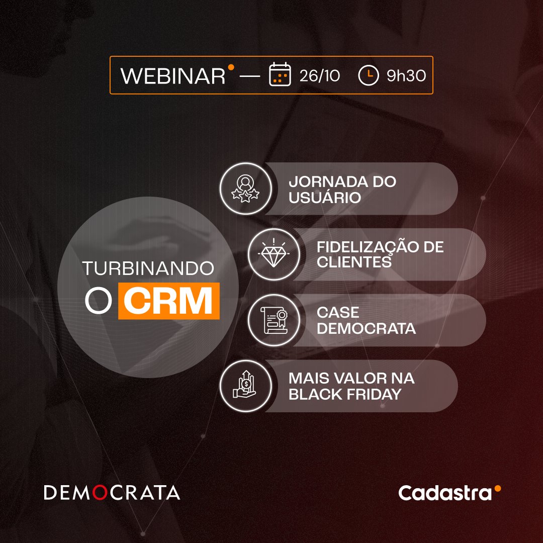 Turbine o CRM para uma Black Friday de sucesso! 🤝🚀

📆 Salve na agenda: 26 de outubro, às 9h30.
🔗 Garanta sua vaga aqui: hubs.ly/Q024-7gC0

#MaratonaBlackFriday #BlackFriday2023