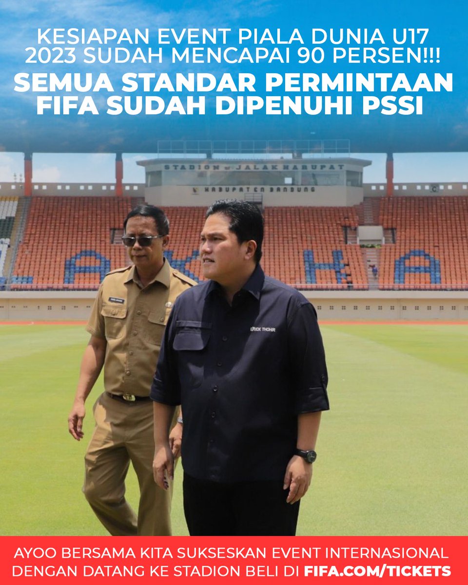 allaboutbolaid's tweet photo. Persiapan Piala Dunia U17 sudah standar permintaan FIFA, 90% sudah dipenuhi PSSI dan Ketum Erick Thohih #U17Mendunia #KitaGaruda #BersamaGaruda #GarudaMudaMendunia #GarudaMendunia #PialaDuniaU17 #WorldCupU17

10 Oktober G.O.A.T Gurunya Mangga Madrid Ujan Skintific Harum Nestle https://t.co/2w6MWq3gG8