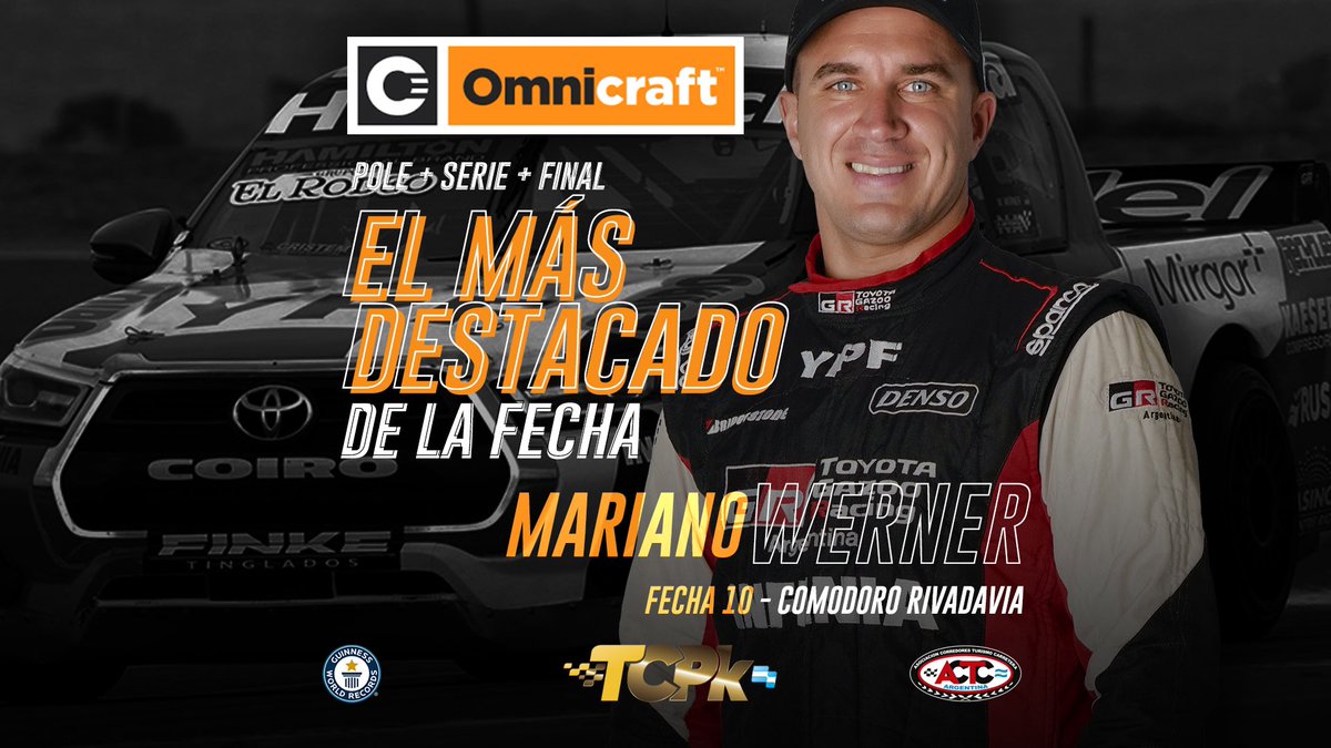 actcargentina's tweet photo. Junto a #Omnicraft™️ presentamos al piloto más destacado de la fecha ⭐️
@MWernerOK en el #GPIveco:
➡️ Ganador de la final
➡️ Serie ganada
➡️ Pole Position
🏁 TC Pick Up
📸 Germán Alt / Guillermo Cejas / Prensa ACTC
🎥 ACTC Media TV / Motor Play https://t.co/ot5wvExY0c