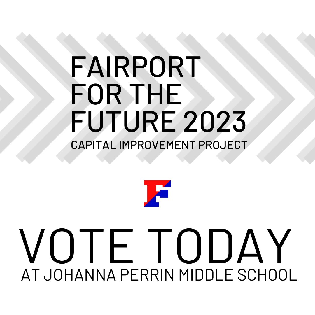 The polls are now open at Johanna Perrin Middle School for the public referendum on the Fairport for the Future 2023 Capital Improvement Project! Remember! The enactment of Proposition 2 (track and field renovations) is dependent on the passage of Proposition 1 (updating FHS)