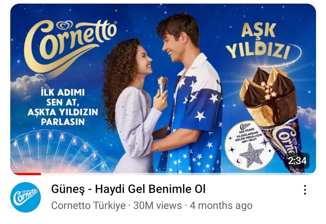 huyde12's tweet photo. Su Burcu Yazgı Coşkun ve Onur Seyit Yaran'ın birlikte rol aldığı "Cornetto" reklamı 30 milyon izlenmeye ulaştı 💥 https://t.co/ZrHrXtauhk