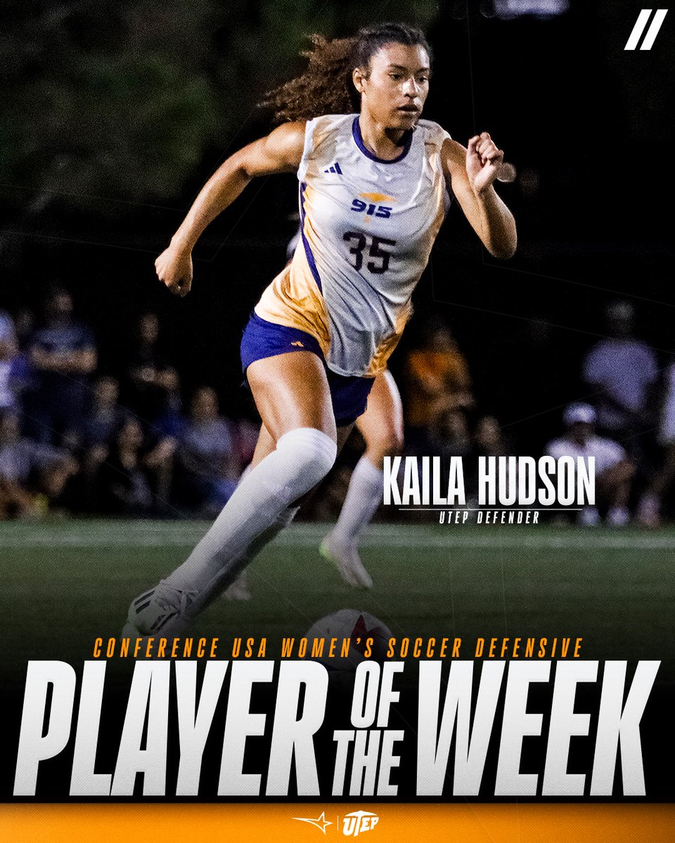 ⚽️ DEFENSIVE PLAYER OF THE WEEK ⚽️
presented by Blenders Eyewear //

🏅1️⃣ Kaila Hudson, <a href="/UTEPSoccer/">UTEP Soccer</a>

#NoLimitsOnUs | t.ly/n7ChE