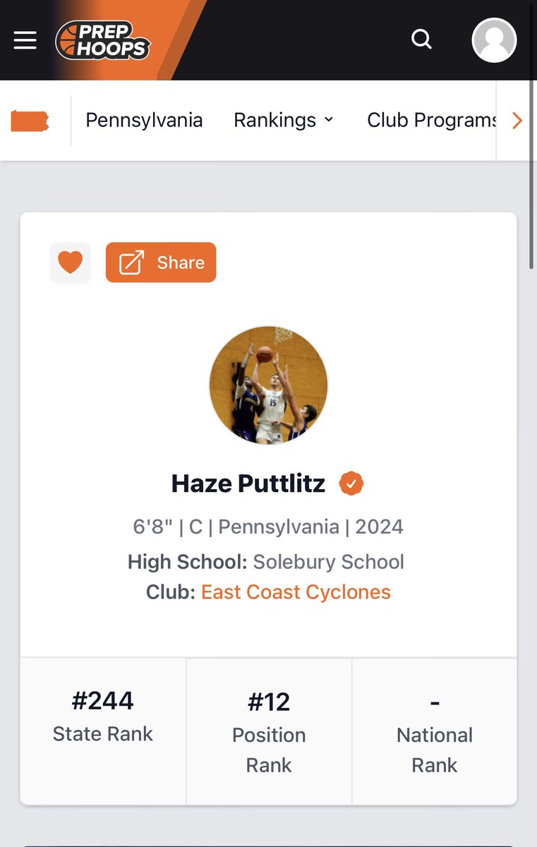 HPuttlitz's tweet photo. Ranked #244 in the State of PA and #12 Ranked for Position in PA. Gotta keep pushing💯 https://t.co/qRIHVfNOAS