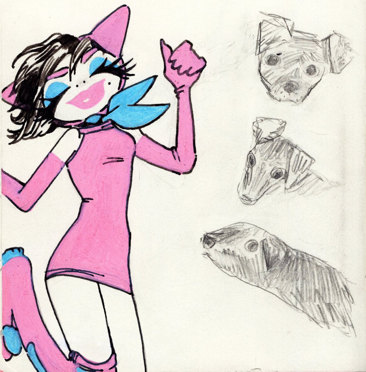 fanart of a 2003 animation/design project called Nyancos, by the illustrator Yoshiyasu, and also Romeo the dog