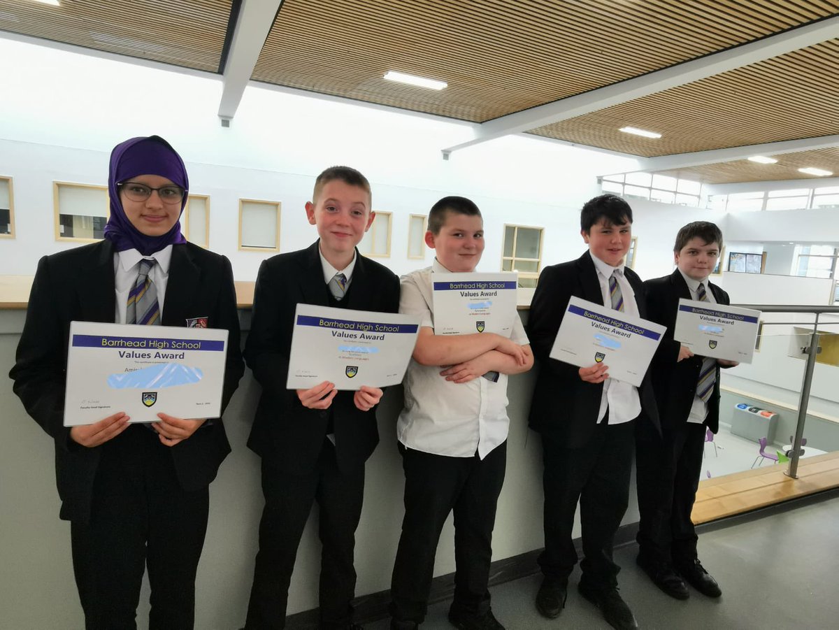 Well done to our Values Award winners Jayden, Michael, Amirah, Dylan and Lewis. Fantastic to see the progress of our S1 learners
#RaiseTheBarr