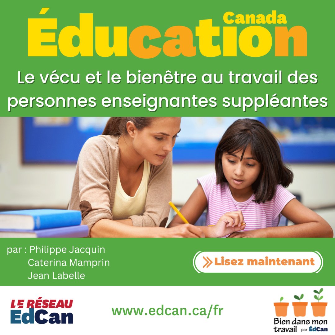 Le personnel suppléant joue un rôle vital dans le système éducatif, mais ces personnes aux profils multiples sont souvent confrontées à des difficultés particulières en raison de leur statut... Lisez plus: ow.ly/CITL50PSEWc #EdCanKMb #SemaineÉcolesSaines