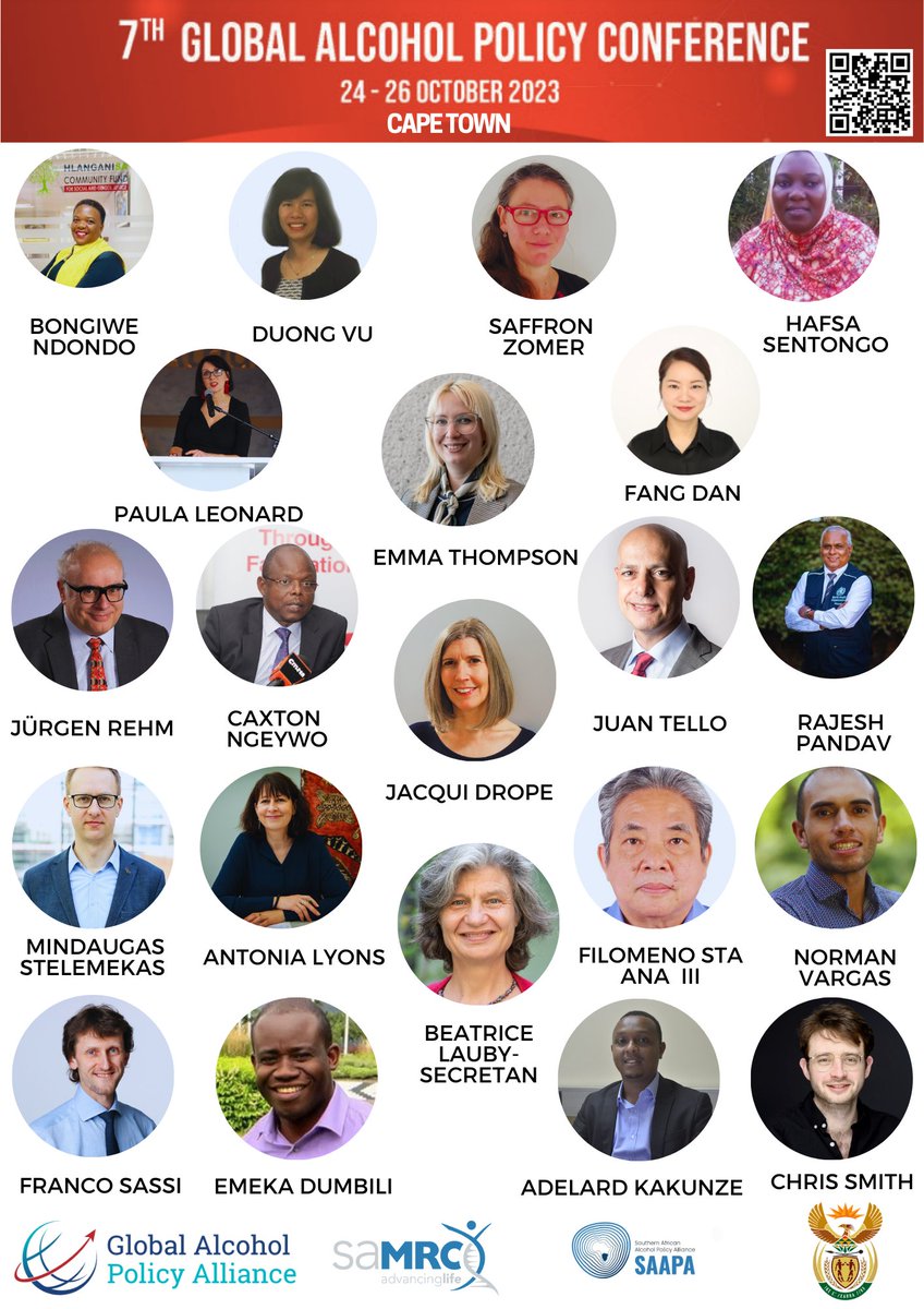 Conf2023Global's tweet image. #GAPC2023 speakers will speak to six plenaries on #GBVandAlcohol, #CancerAndAlcohol, #AlcoholPricingPolicies; Regulating Digital Marketing of Alcohol; Disrupting the Impacts of Interest; and New initiatives in promoting impactful policies and Reducing Industry Influence @WHO
