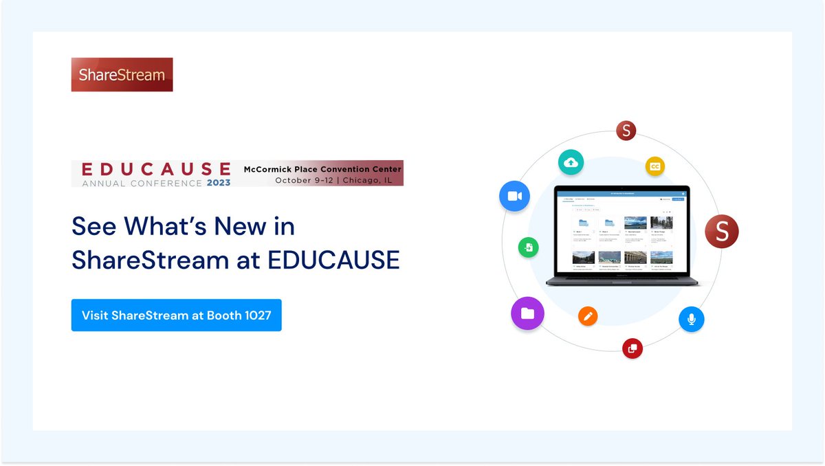 ShareStreamVid's tweet photo. ShareStream is in Chicago!  Learn more at https://t.co/6Gjbx0jcEV                                        #EDU23  #EdTech https://t.co/VaE7GWCcPr
