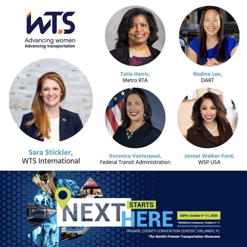 lsheltongross's tweet photo. Don’t forget- main stage session today at #APTATransform23 - @WTS_Org, @wspusa, @FTA_DOT, @yourMETRObus, and @dartmedia panelists are “Future Proofing a Diverse Transit Workforce” - see you at 2:00 PM!  #WTSatAPTA #WeAreWTS https://t.co/tr77LYEZcH