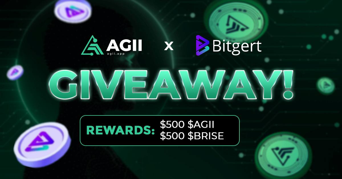 📣 AGII  X  Bitgert Giveaway 

🎁 Rewards 
 
🔥$500 $AGII 
🔥$500 $Brise 

🏆To win: 

1️⃣ Follow <a href="/TheAGII/">AGII</a> &amp; <a href="/bitgertbrise/">Bitgert - $BRISE</a> 
2️⃣ Join t.me/TheAGII &amp; t.me/bitgertbrise

3️⃣ RT and ❤️, reply and tag 3 friends 

🥂Good Luck! 

#Giveaway #Partnership #AGII #Bitgert