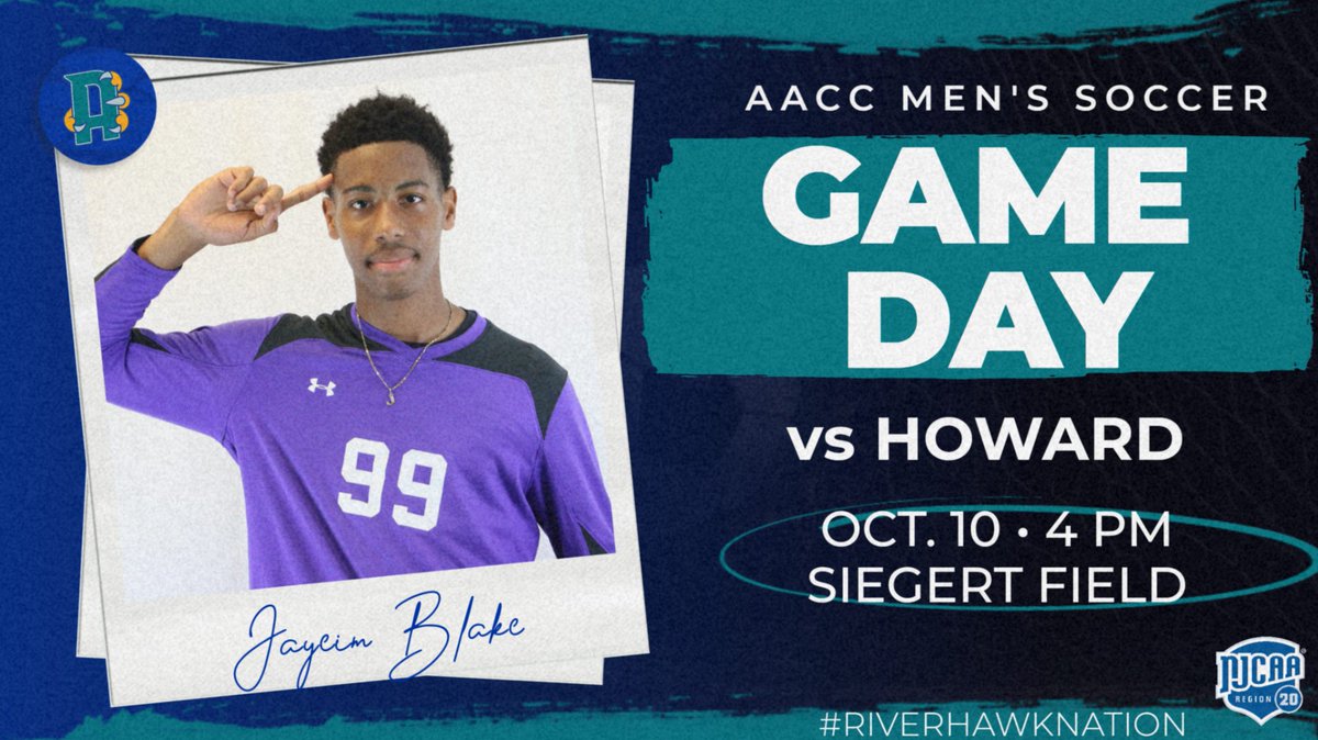 AACCAthletics's tweet photo. MSOC: IT'S GAME DAY! @aaccsoccer hosts Howard in a 4 p.m. @NJCAARegion20 game at Siegert Field.
Video: https://t.co/mD5YR77wQP
Stats: https://t.co/EYu9q8iIBe
#RiverhawkNation https://t.co/p0KhBXaXLO