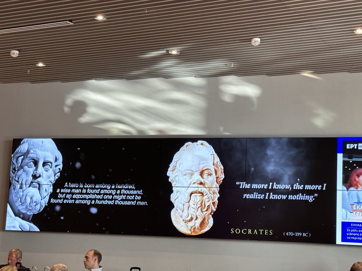 …just been in #Greece talking about #Socrates #philosophy - so just loving the fact that his quotes are being shared across #Athens airport 🥰